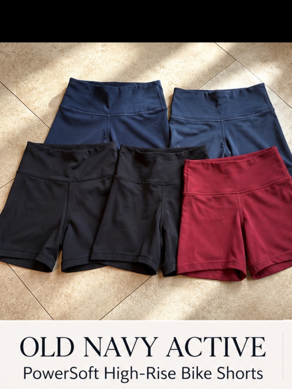 Old Navy PowerSoft High-Rise Bike Shorts in Black, Navy, Burgundy Size small